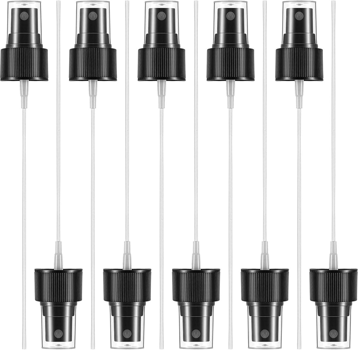 SnelShoppen - 10x Plastic Spray Nozzle 24/410 Fijne Mist Spraykop voor Flessen - Vervangbare Spraypomp met 14,5 cm Onderdompelbuis - Perfect voor Esse