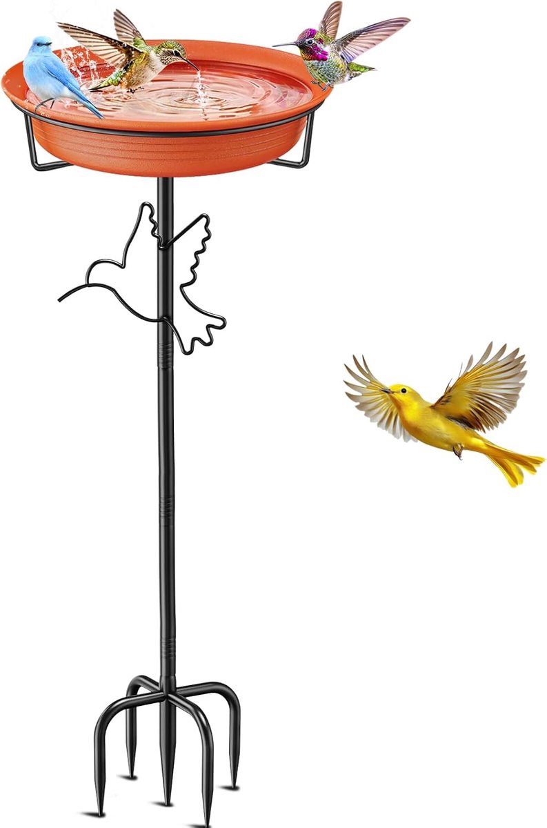 SnelShoppen - Outdoor Vogelbaden, Verplaatsbare Vogelbaden voor Tuin, Vrijstaande Vogelbaden Heavy Duty, Vogelbad Kom, Spa en Vogelvoeder met Metalen