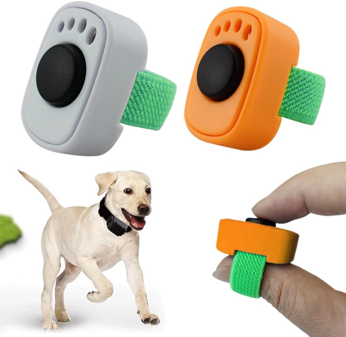 SnelShoppen - YAYNO Clicker voor Honden en Katten, 2 Stuks met Vinger Ring, Ergonomische Training Accessoires, Duurzaam en Compact Clicker Set voor Di