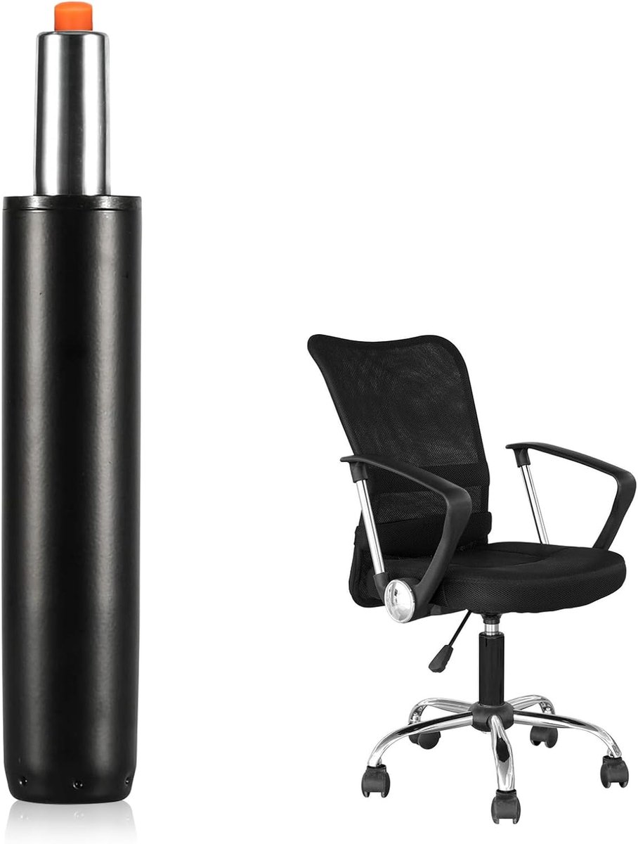 SnelShoppen - Gasveer voor Bureaustoelen, Hoogte Verstelbaar, Draagvermogen 450 kg, Lengte 245 mm - 400 mm, Universele Vervangonderdelen, Zwart