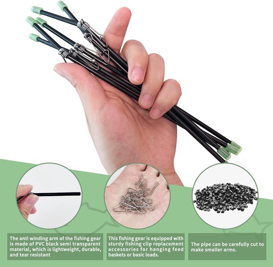SnelShoppen - 15Pcs Anti Tangle Booms Tube Vissen Accessoires - 3 Maten (16cm, 18cm, 20cm) met 15 Vissnap Clips - Ideaal voor Karper Vissen van Snelshoppen — afbeelding 2