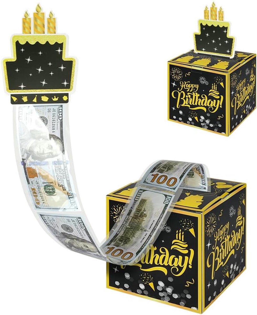 SnelShoppen - DIY Geld Cadeau Verjaardag Verrassingsdoos met Uittrek Geld - Gelukkige Verjaardag Geschenkdoos voor Vrienden en Familie - Uniek en Verr