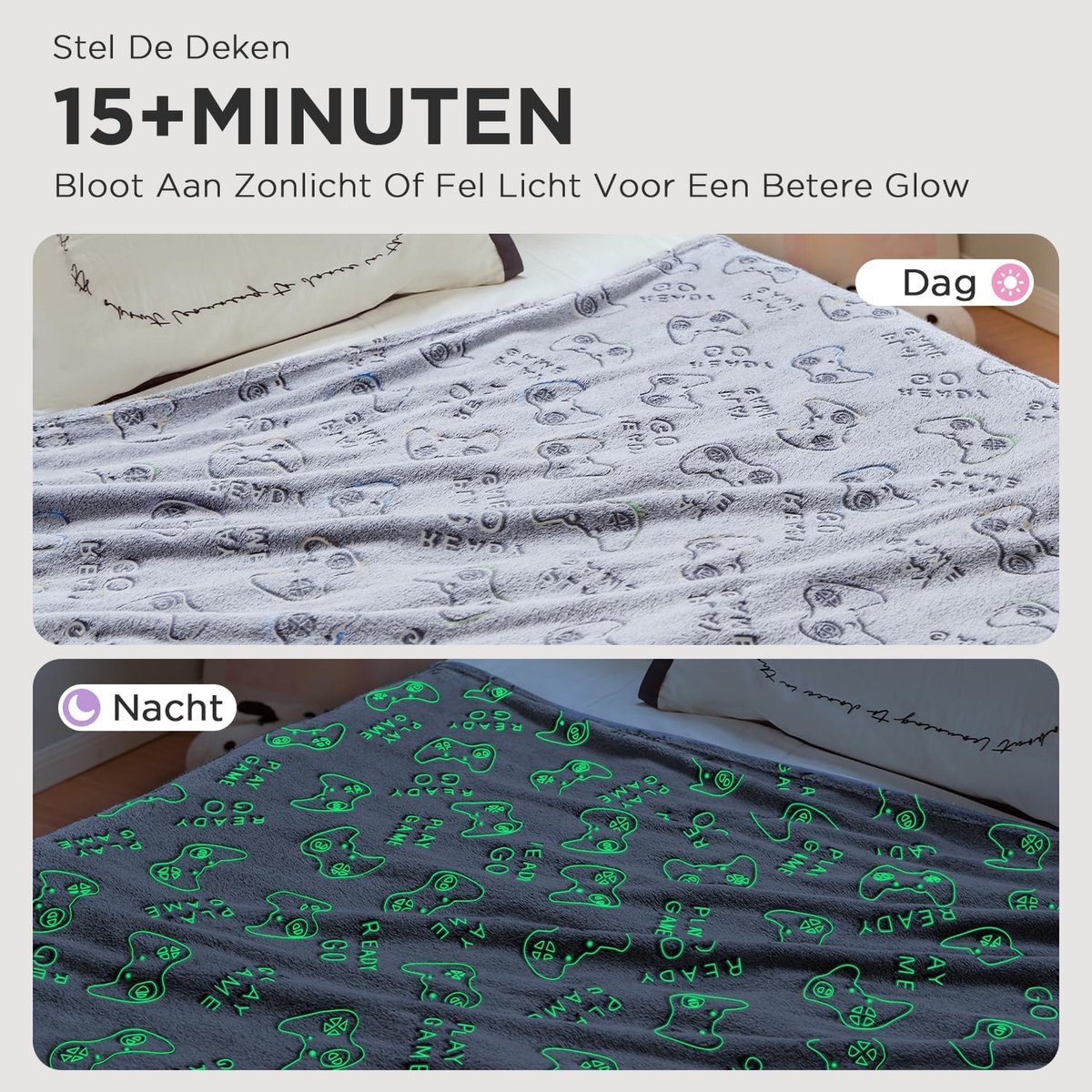SnelShoppen - OLAOLA Kids Blanket Game Blankets Glow in the Dark - Zachte Fleece Dekens voor Kinderen - Warm Cozy Sofa Bed Dekens 130x150cm - Perfect