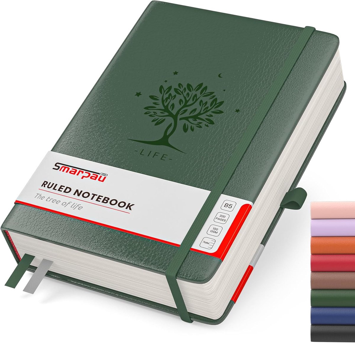 SnelShoppen - Notebook B5 Hardcover - Donkergroen Journal met 320 Pagina's 100gsm Dikke Papier voor Schrijven, School, Kantoor - 19 x 25cm