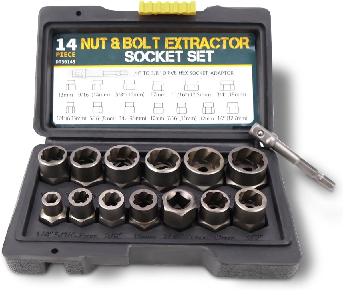 SnelShoppen - Professionele Schroevendraaier Set 14-delig met Hex Adapter, Schroefverwijderingsset, Moerverwijderaar van Hoogwaardig Koolstofstaal, Vo