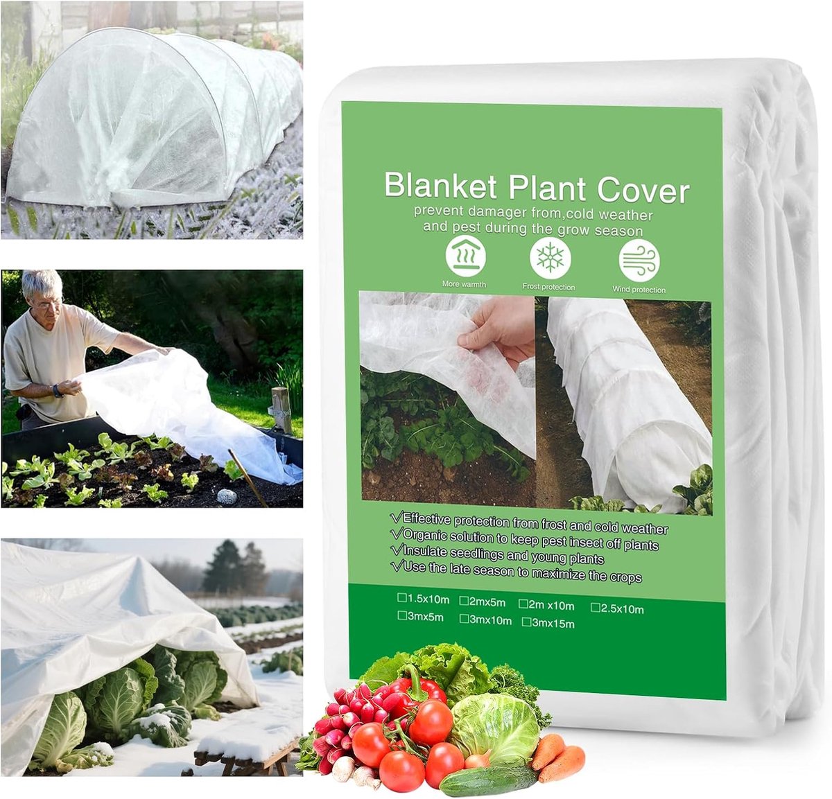 SnelShoppen - Winter fleece voor planten, 3 x 10 m, 30 g/m², multifunctionele tuin fleece, vorstbescherming, ademend, waterdicht, winterbescherming vo