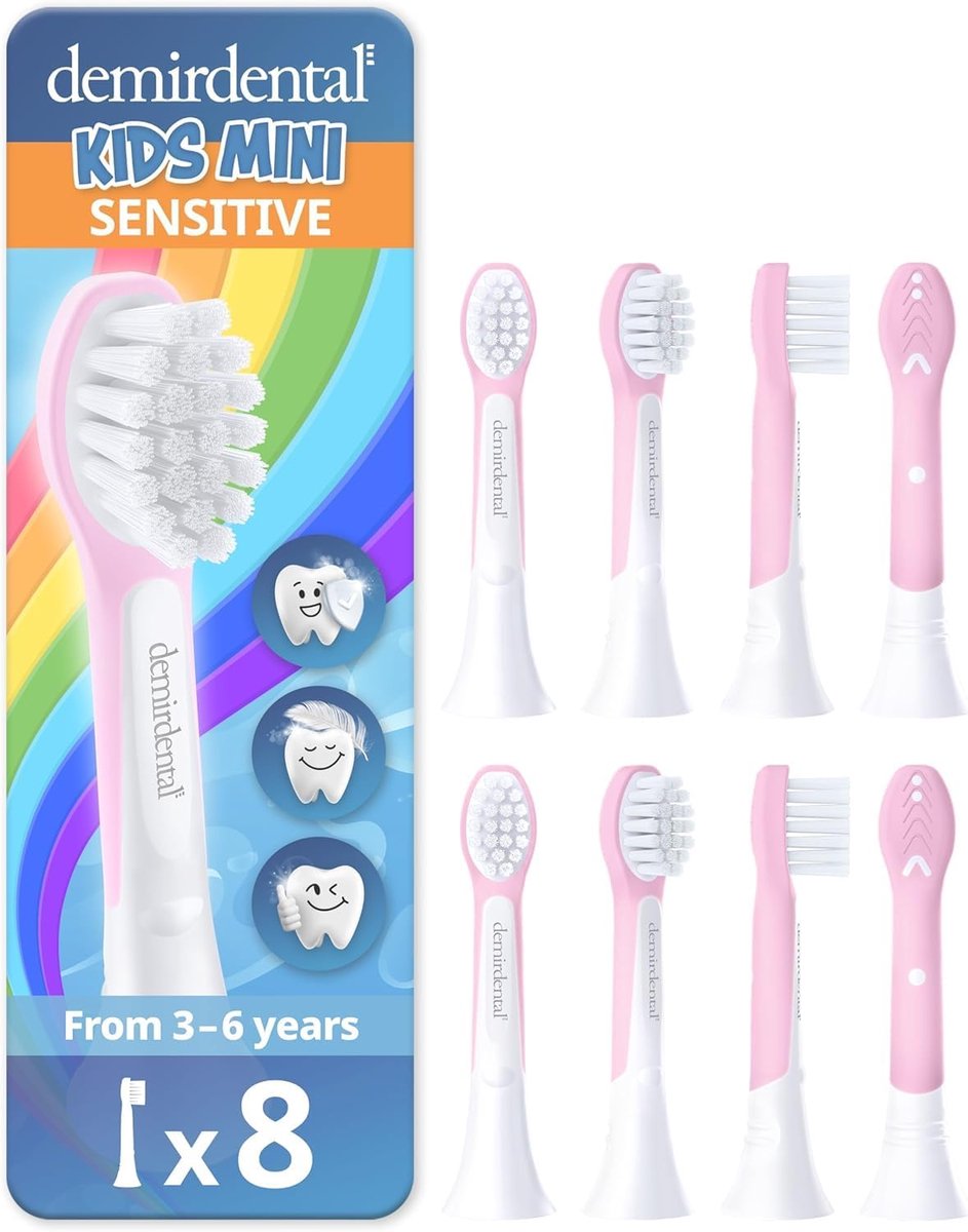SnelShoppen - Set van 8 Vervangborstels voor Kinderen, Geschikt voor Philips Sonicare, Mini Formaat, Ultra-zachte Borstels voor Melkgebit, Roze, Voor