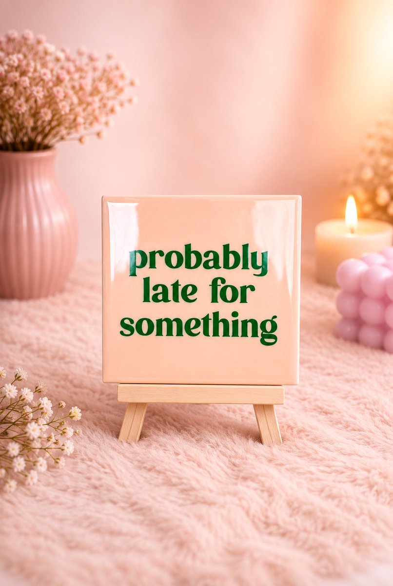 Tegeltje "Probably Late for Something" | Viva Femme | Tegeltjes met tekst | Decoratie | Wonen | Cadeau | Spreuktegel | Humor