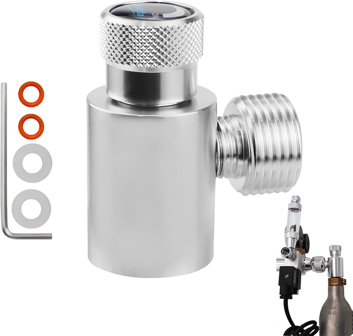 SnelShoppen - CO2-cilinderadapter TR21.4 naar W21.8, Drukregelaar, Aansluitkit voor SodaStream, CO2 Tankaccessoires voor Thuisbrouwerij, Biervat Regel
