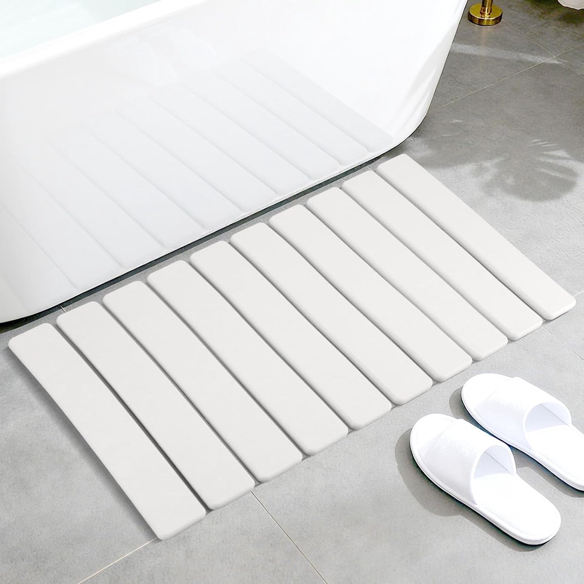 SnelShoppen - Stone Badmat 39 x 60 cm Sneldrogend Keuken Vouwbare Druipmat (Wit) - Absorberend, Stevig, Microporie Structuur