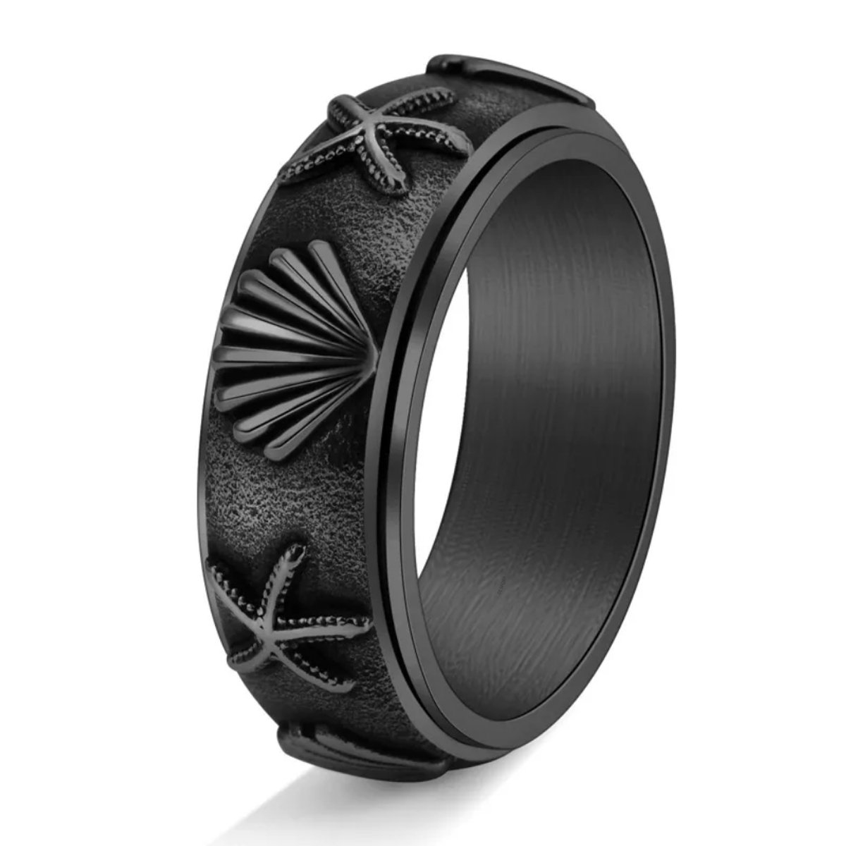 Anxiety Ring - (Strand) - Stress Ring - Fidget Ring - Anxiety Ring For Finger - Draaibare Ring - Spinning Ring - Spinner Ring - Zwartkleurig RVS - (20.75 mm / maat 65)