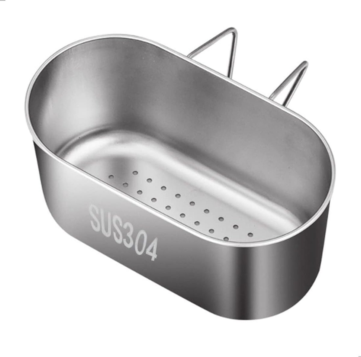 SnelShoppen - RVS Afwasbak Organiser - Afvaltrommel, Zeef, Soap Box, Keukenaccessoire, Opbergrek voor Groenten en Fruit, 1 Stuk, Zilver - Duurzaam en