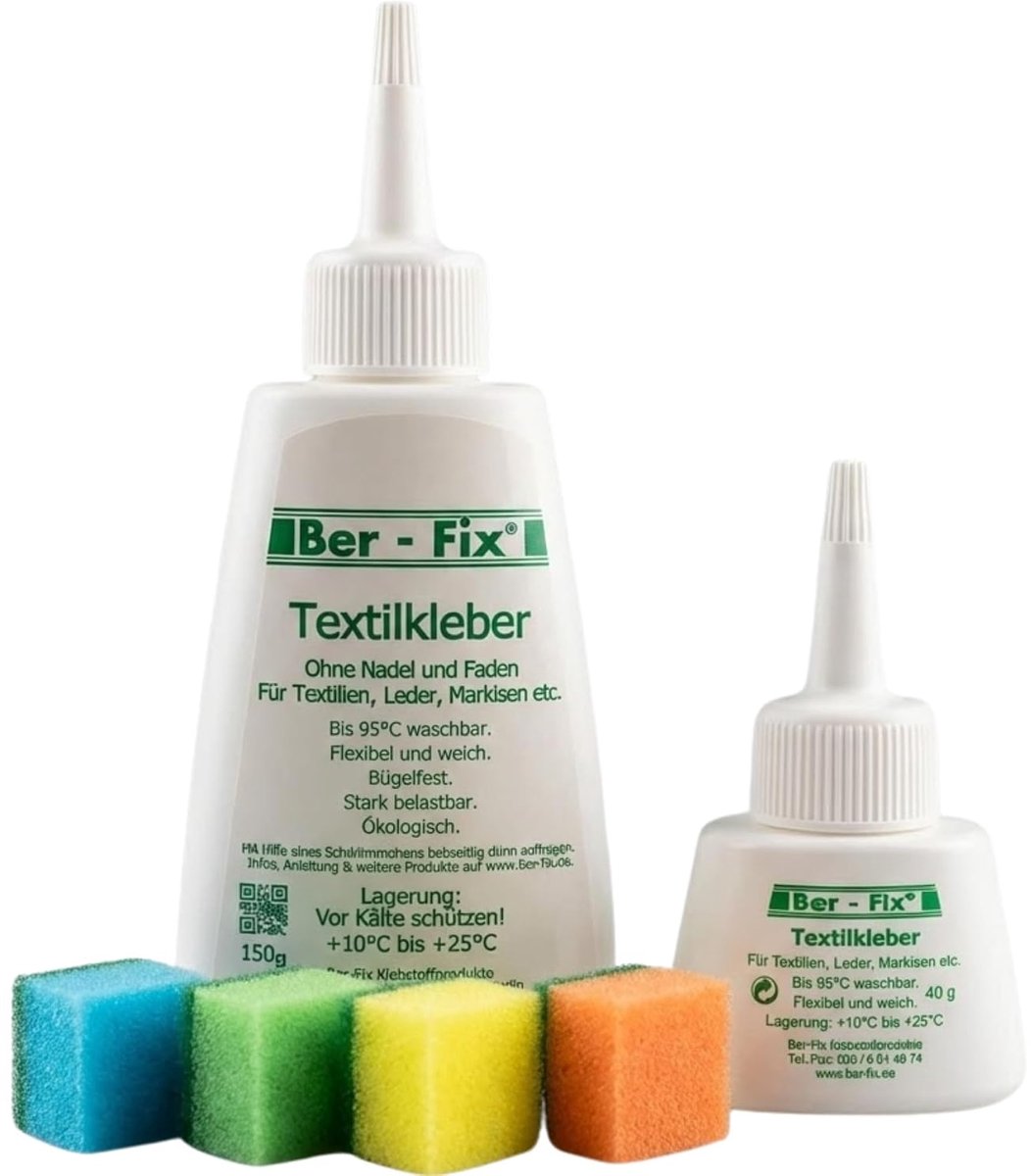 SnelShoppen - Textiellijm voor stof, jeans, patches, machinewasbaar, transparant, 190 g (40 g + 150 g), ideaal voor knutselwerk en reparaties tot 95°C