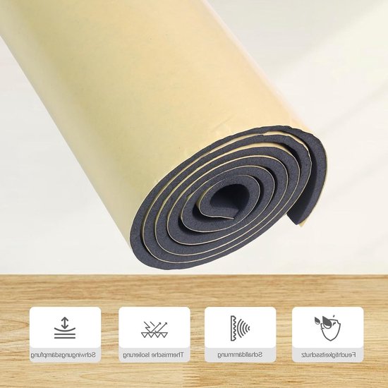 Zelfklevend neopreen schuimplaat 300 mm x 1,5 mm x 1,5 m - multifunctionele isolatiemaat, geluidsisolatie, schokabsorptie en antislip eigenschappen — afbeelding 2