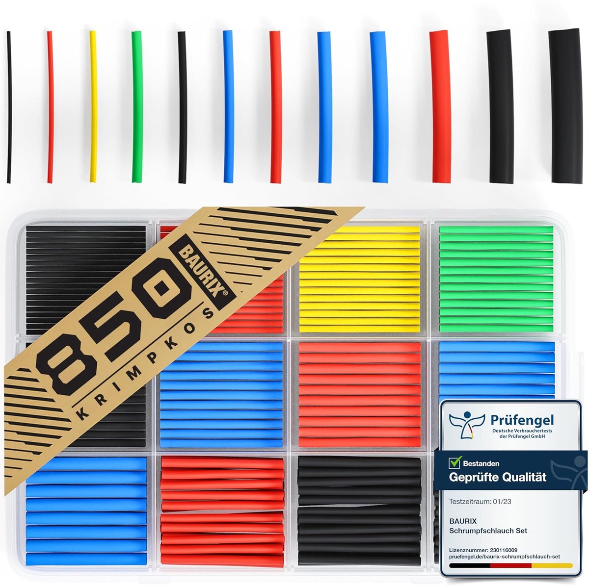 SnelShoppen - Heat Shrink Tubing Assortiment 850 stuks - Isolatie slang voor elektrische kabels - Shrink ratio 2:1 - Gekleurde set voor gebruik in hui