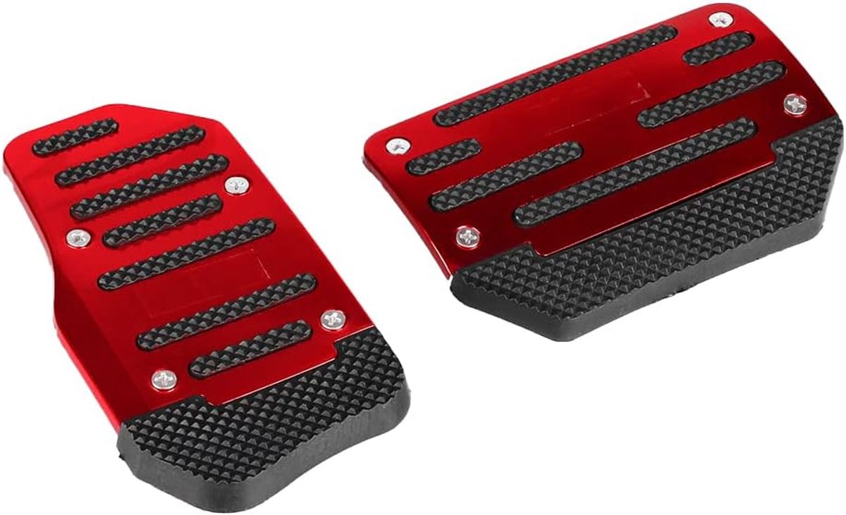 SnelShoppen - 4 Stuks Universele Rode Antislip Automatische Gas- en Rempedaal Bedekking Set - Voetpedaal Accessoires Kit voor Auto - Veilig en Comfort