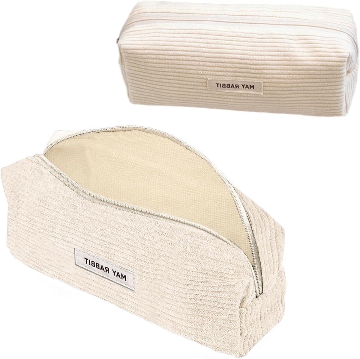 Stijlvolle pennenzak voor meisjes, multifunctioneel als reistas, cosmetica tas of brillenhouder, wit ontwerp