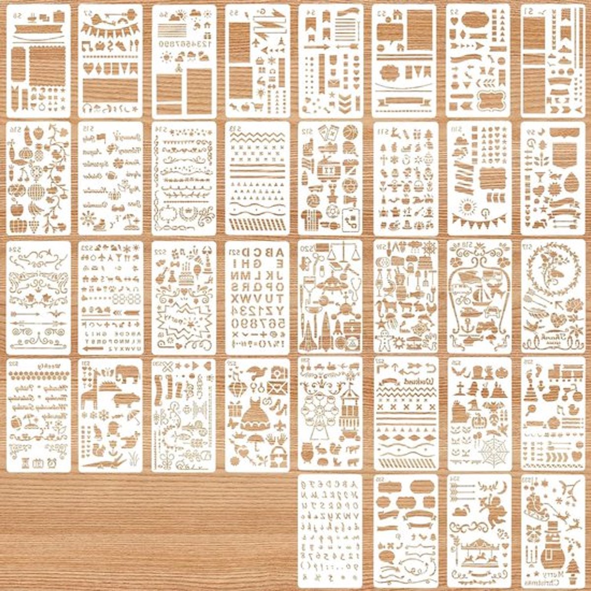 Herbruikbare schildersjablonen set van 36 stuks - Voor creatief schilderen en tekenen