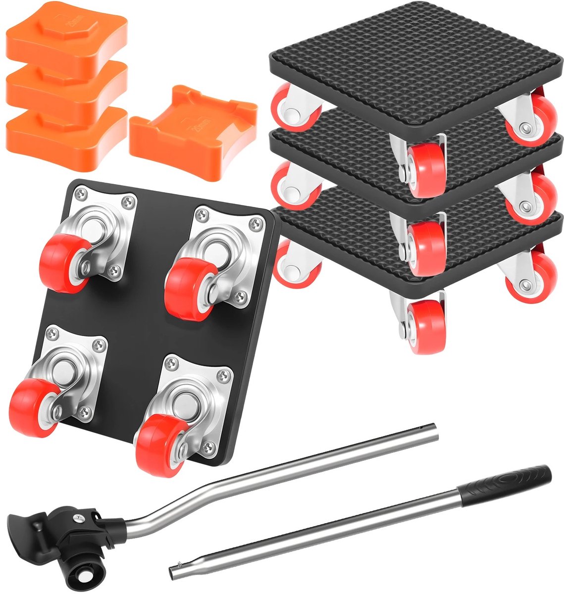 Cherrys Finds - Meubeltransport Set - Meubelroller - Transportwielen - Transportwielen Set Van 4 - Verhuiswielen Dolley - Meubels Verplaatsen - 500kg Draagkracht - 4 Stuks - Zwart