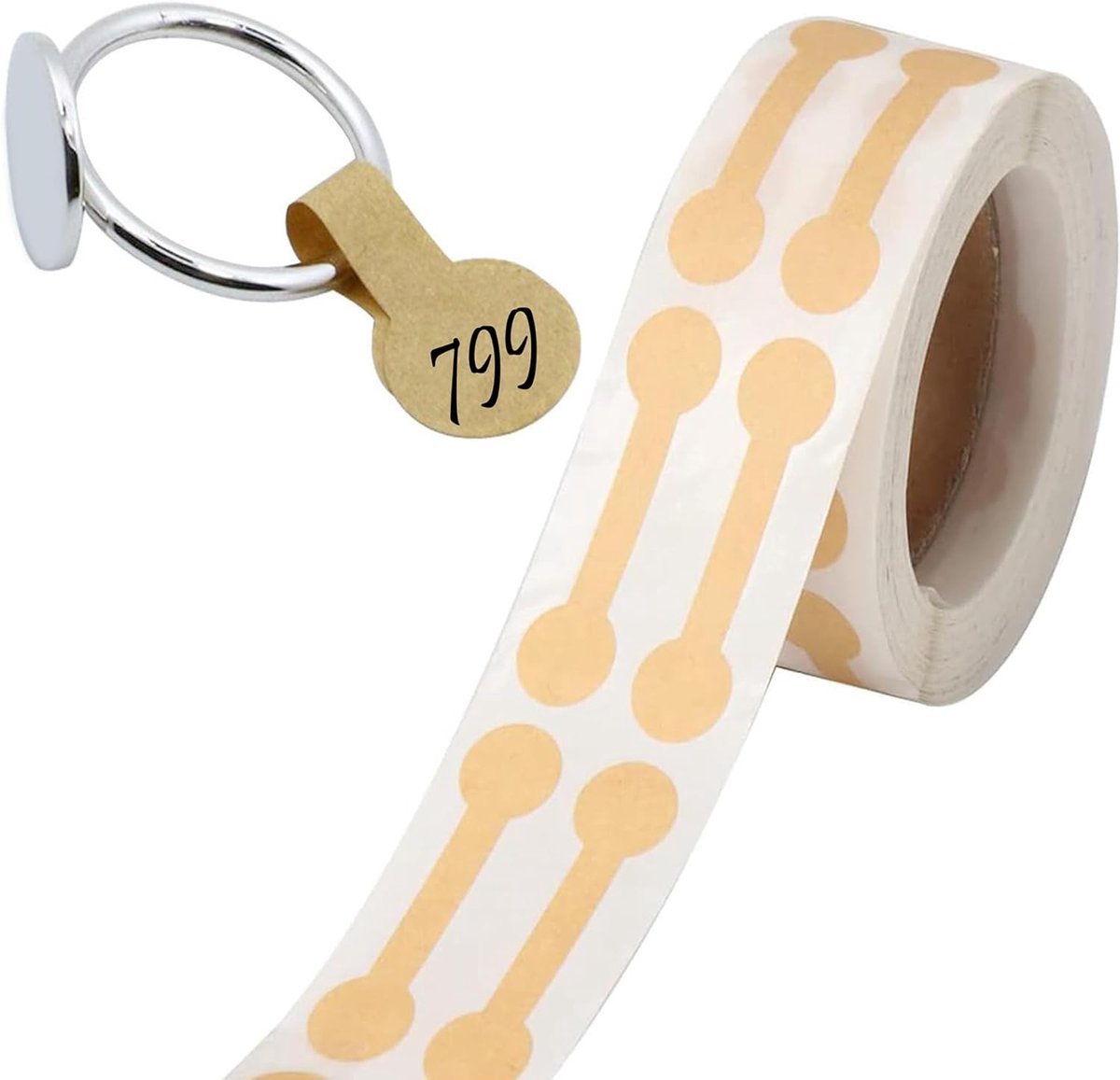 SnelShoppen - 500 Stuks Ronde Bruine Kraft Papier Prijs Tags - Zelfklevende Labels voor Sieraden, Kleding, Verkoop Displays - Ideaal voor Feesten en E