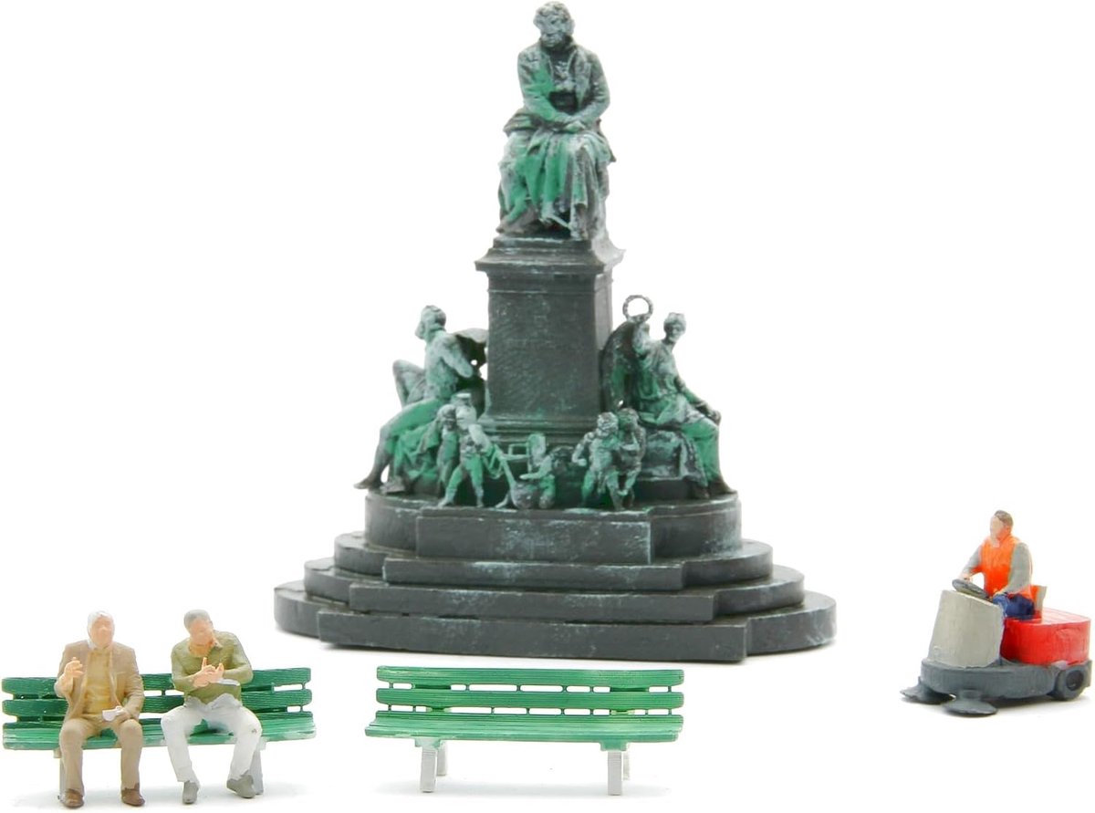 SnelShoppen - 30006 H0 Figuren Set Beethoven Standbeeld en Decoratie Accessoires voor Model Spoorweg en Diorama - Handgeschilderd Miniaturen 1:87 - Pe