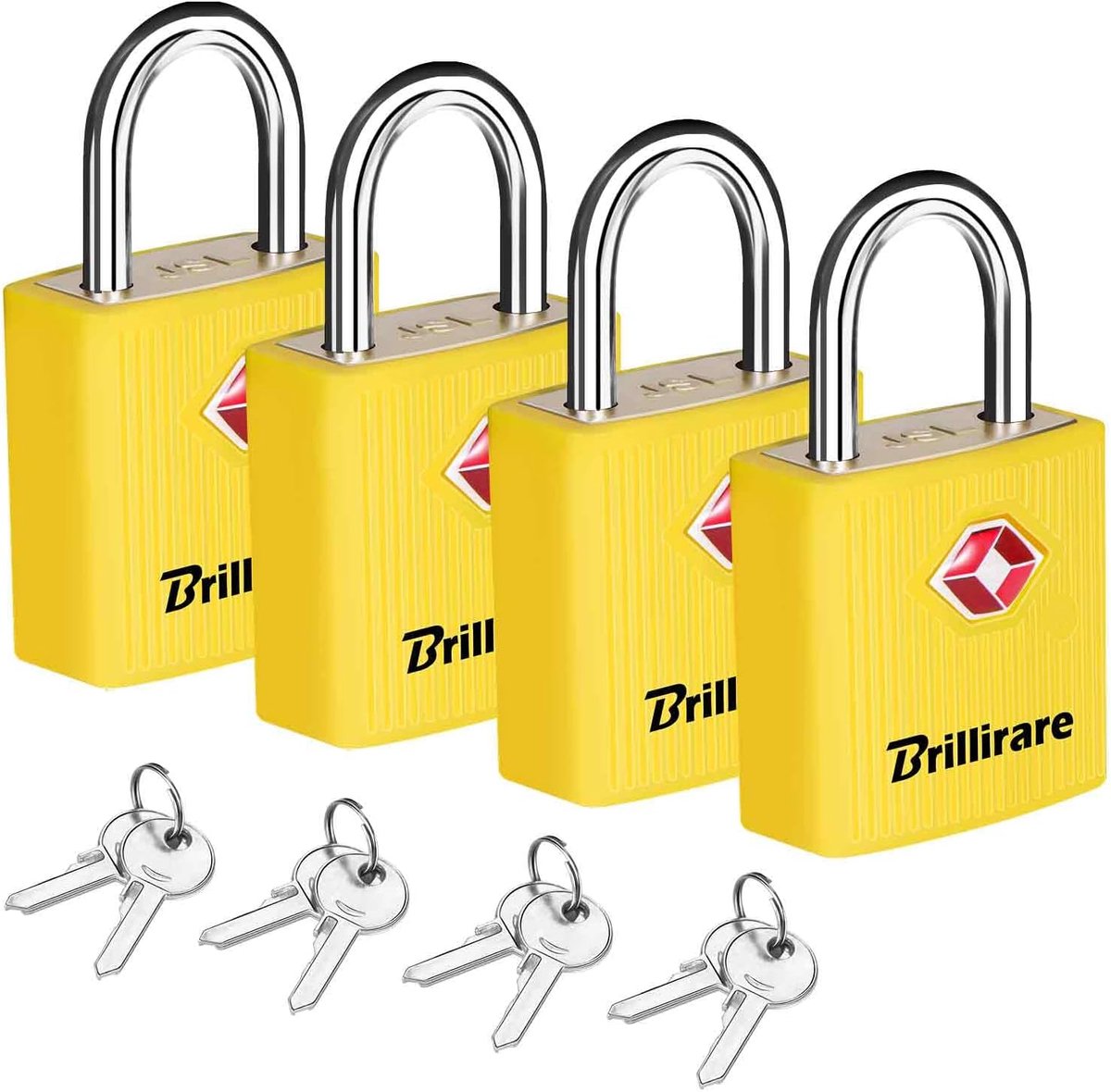 SnelShoppen - 4Pcs TSA Goedkeurde Bagagelocks met Sleutels, Reis Hangslot, Waterdicht Zinklegering, Metalen Slot voor Lockers, Tassen, Rugzakken, Gym,