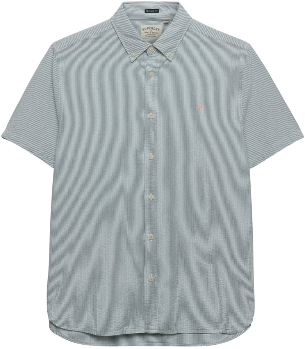 Superdry Overhemd Classic Seersucker Ss Shirt M4011102a Mannen Groen