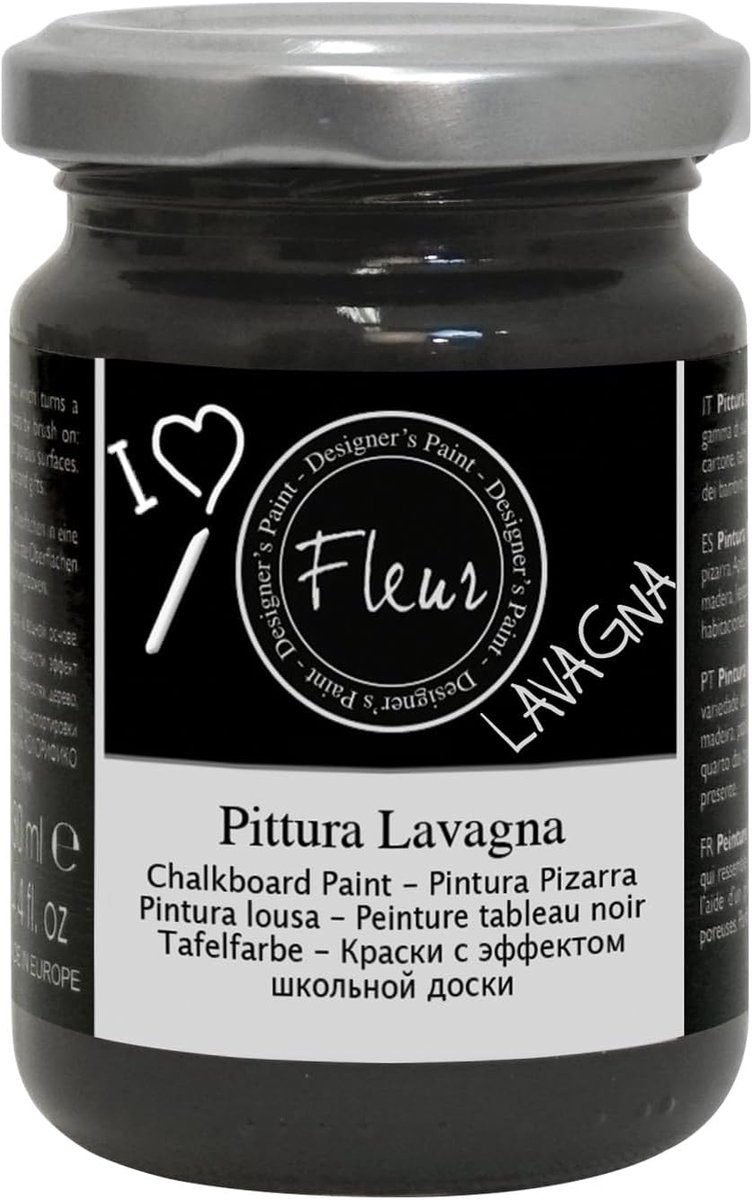 SnelShoppen - Fleur Paint 11009 - Zwarte Krijtbordverf 130 ml - Ideaal voor Creatieve Projecten, Schrijven en Versieren van Meubels en Wanden
