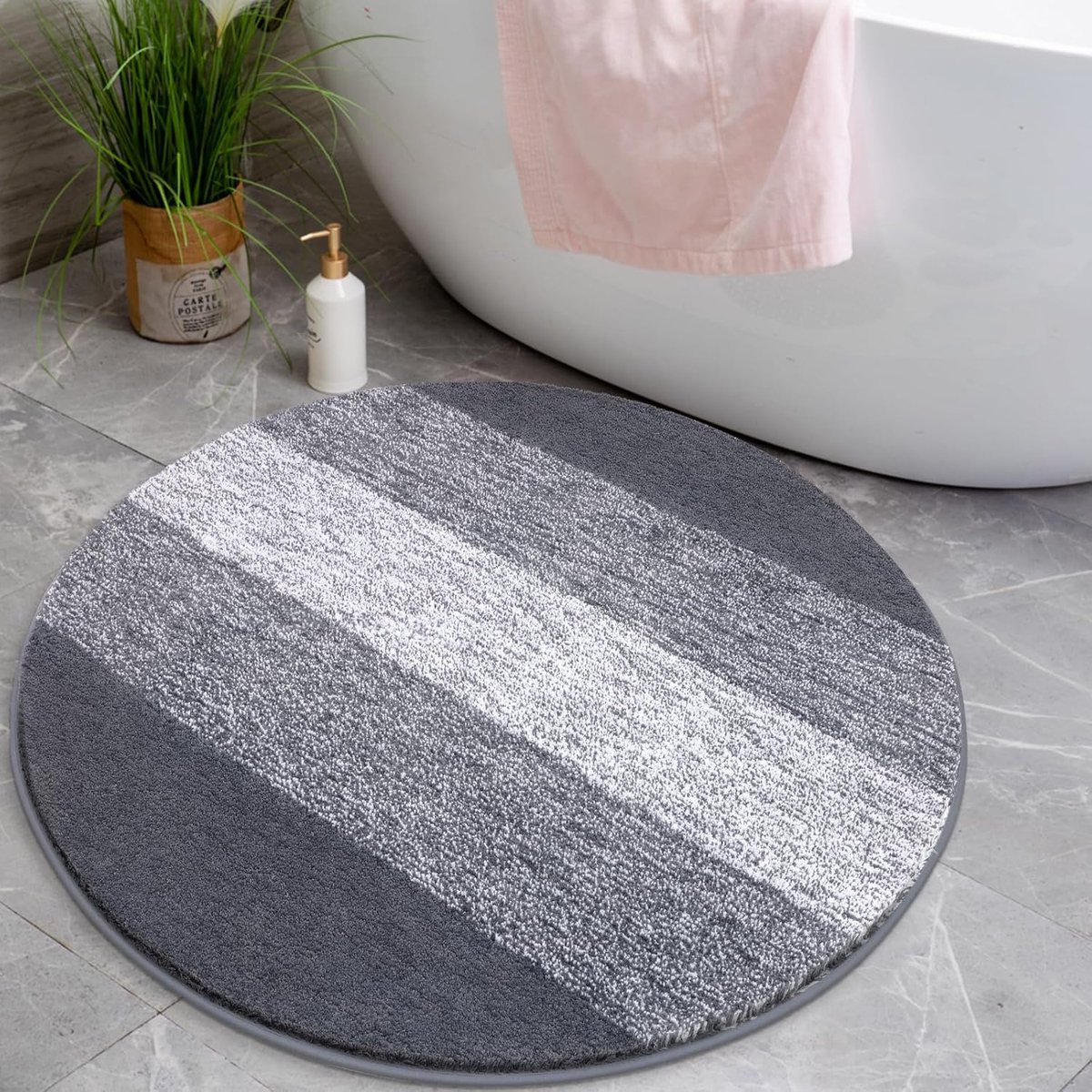 SnelShoppen - Luxe Grijze Badmat 90cm - Antislip Microvezel Badkamer Tapijt - Wasbare Douchemat voor Bad, Douche en Toilet - Zacht en Comfortabel