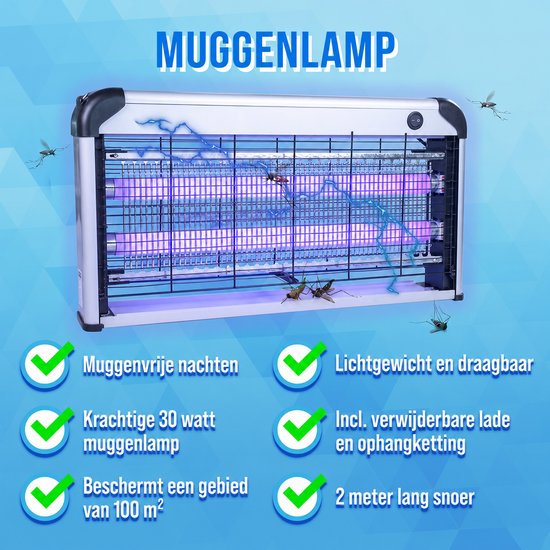 Silvergear Mosquito Lamp Groot - Piège à mouches électrique - Pour l'intérieur et l'extérieur - Lampe à insectes