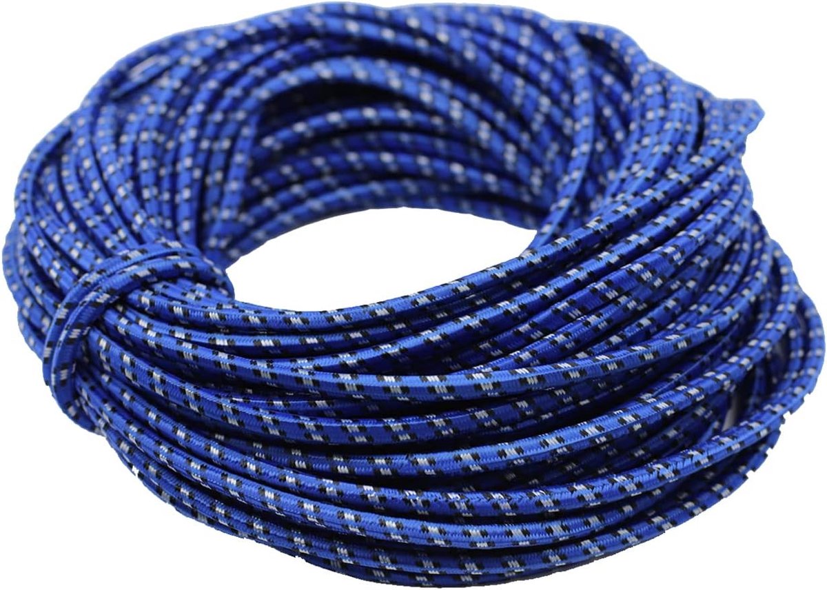 SnelShoppen - Expander Rope 25 m Ø 8 mm | Elastische Transporttouw voor Trailerzeilen, Tension Belt, Verstelbare Spankabel, Blauw, Weerbestendig, Veel