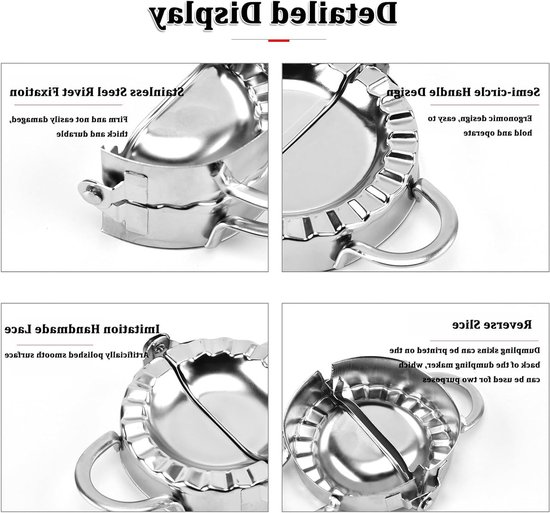 Set van 3 RVS Dumpling Moulders voor het Maken van Dumplings, Empanadas en Tortellini - Inclusief Kleine en Grote Mallen voor Pasta en Noodle Gerechten — afbeelding 2