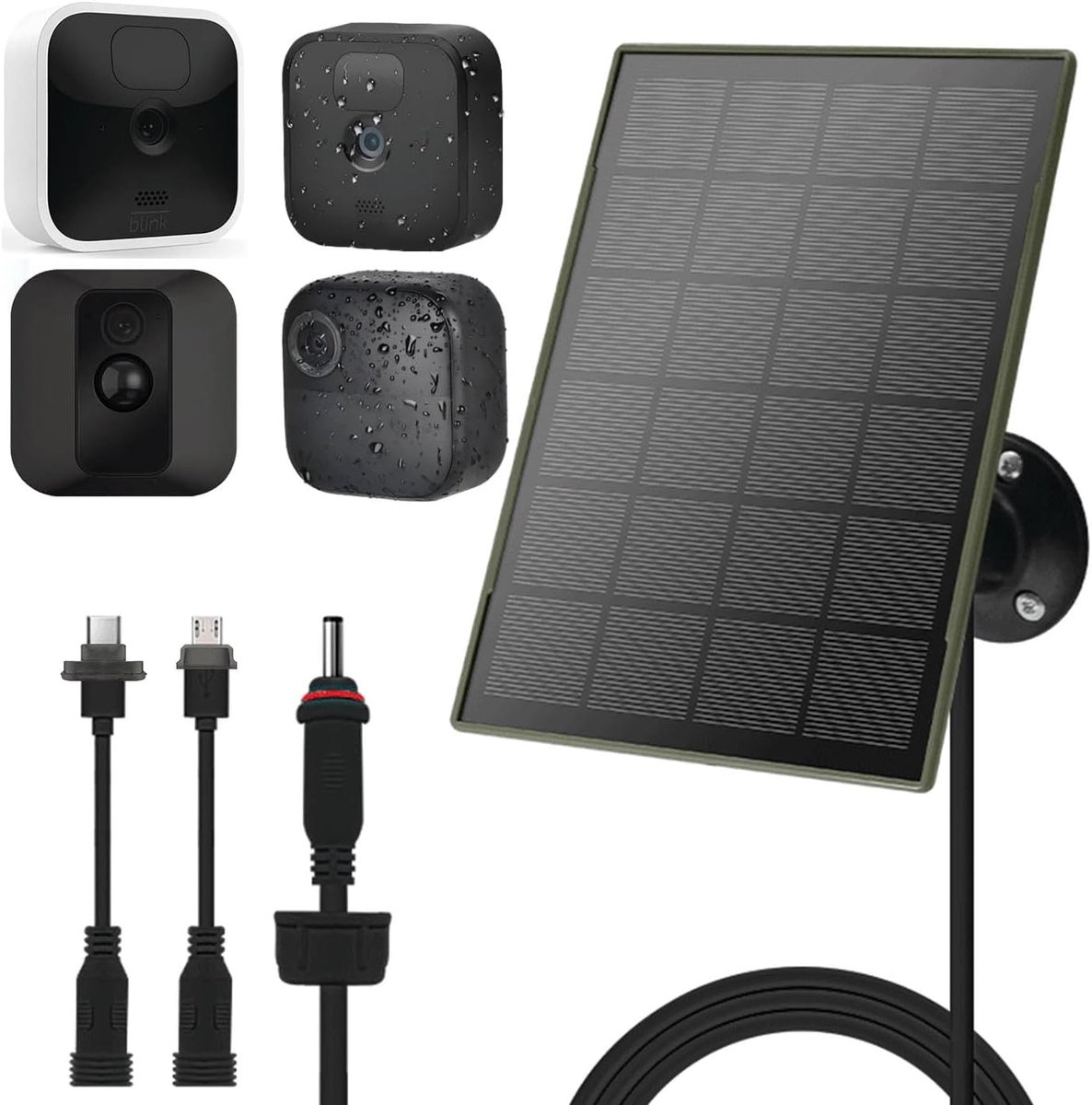 SnelShoppen - Solar Panel 3W/5V met 6000mAh Batterij, IP65, 3m Kabel, Geschikt voor Blink Outdoor 4/Indoor XT3/XT2, Eenvoudig te Installeren
