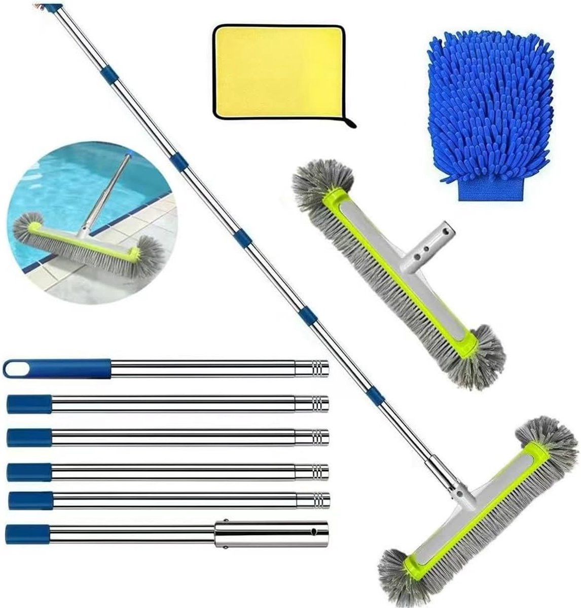 SnelShoppen - Pool Brush Set Groen - Professionele Zwembadborstel - Ideaal voor Onderhoud - 1 Stuk - Perfect voor Tuin en Zwembadverzorging