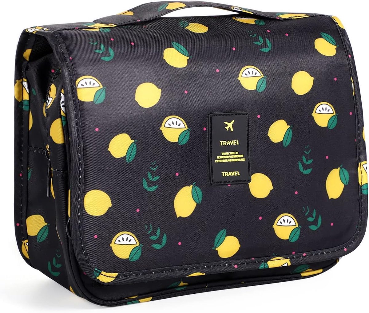 SnelShoppen - Travel Cosmetic Storage Bag Make-up Tas met Haak en Band Geschikt voor Vrouwen Meisjes - Waterdichte Oxford Stof - Navy Blauw - Ideaal v