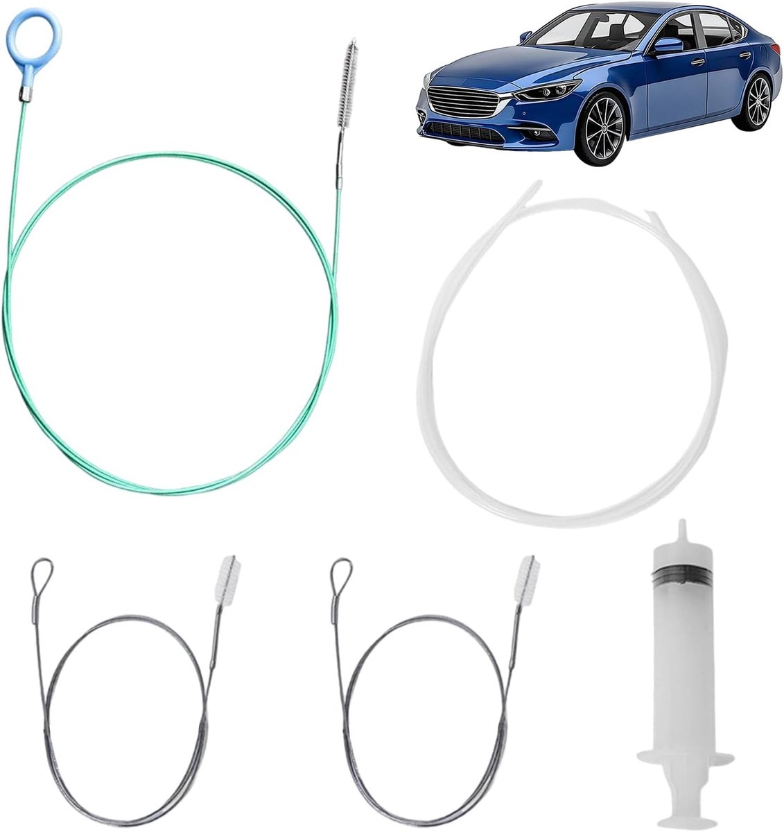 SnelShoppen - Pack van 3 Dakreinigingsborstels voor Autoschoonmaak, 300 cm Zonnebrandafvoerborstel, Slang en Reinigingsborstels voor Dakruitenwisseraf