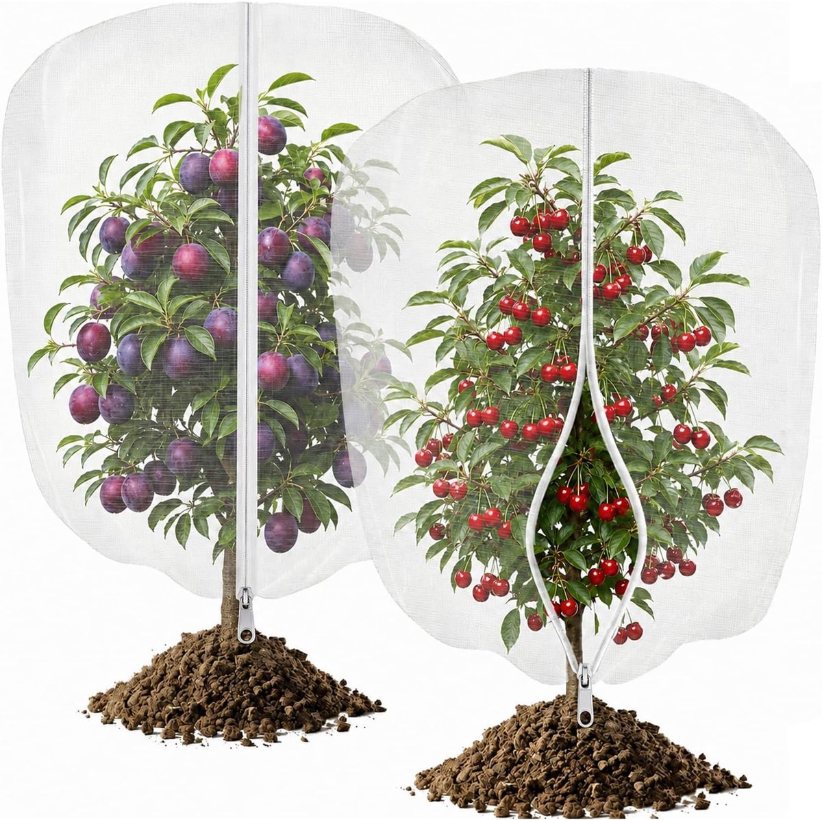 SnelShoppen - 2PCS Insectenbeschermnet, 120X180 cm Groentenbeschermnet, Plantennet | Vogelbeschermnet met Rits en Kordel, Bloembeschermnet – Bescherm