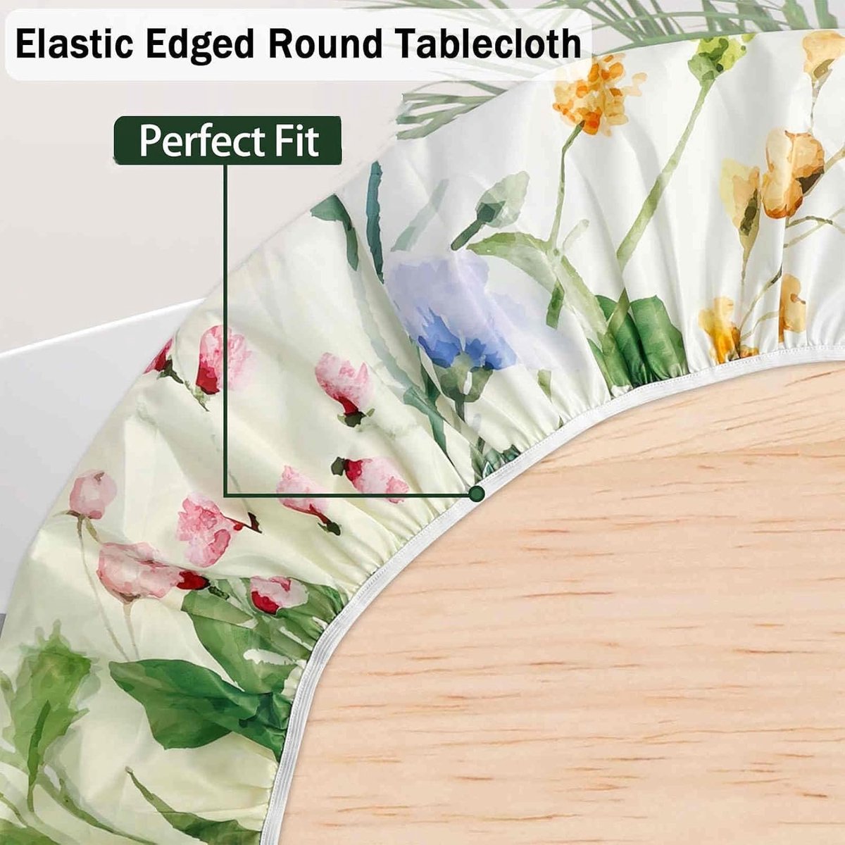 SnelShoppen - Waterdichte Rond Tafellaken 150 cm - Elastisch Polyester - 3D Print Lotus Effect - Perfect voor Tuin, Restaurant, Feest en Camping - Ges