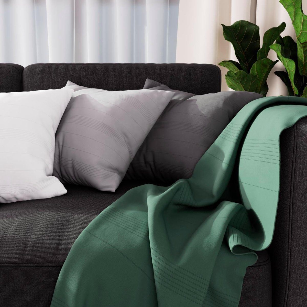 SnelShoppen - Luxe Groene Adele Dekbedovertrek 140 x 200 cm van Polycotton, Machinewasbaar, Perfect voor Slaapkamer, Camping of Kinderen