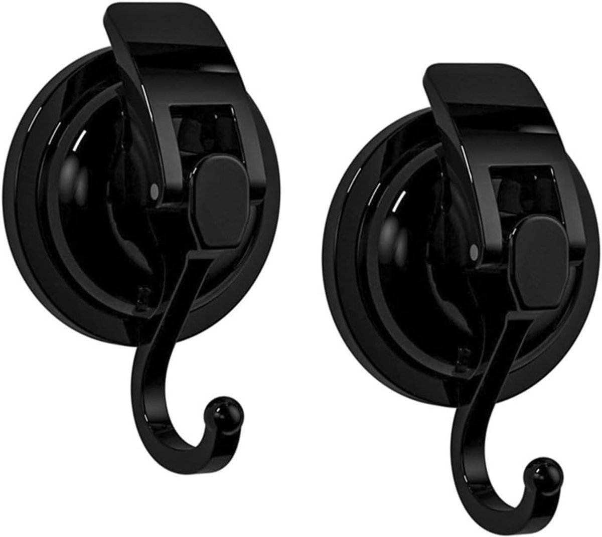 SnelShoppen - 2x Sterke Zuignap Haken - Max. 10 kg - Waterdicht - Ideaal voor Badkamer, Keuken, Ramen - Zwart - Geen Beschadiging bij Installatie