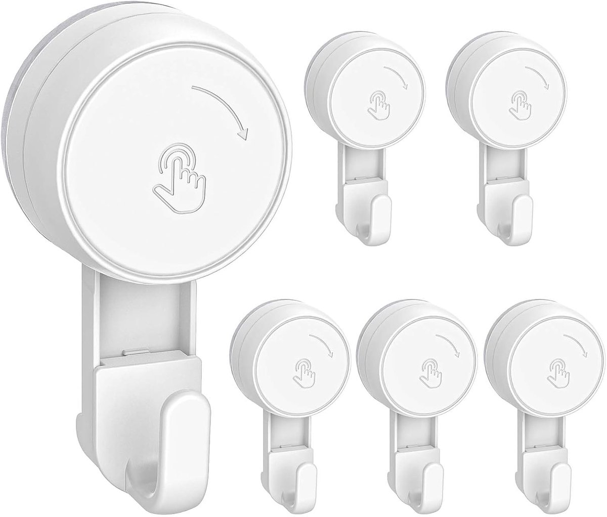 SnelShoppen - 6-pack sterke zuignappen met haak, herbruikbaar tot 5kg, zonder boren, ideaal voor badkamer, keuken, tegels, glas en deuren