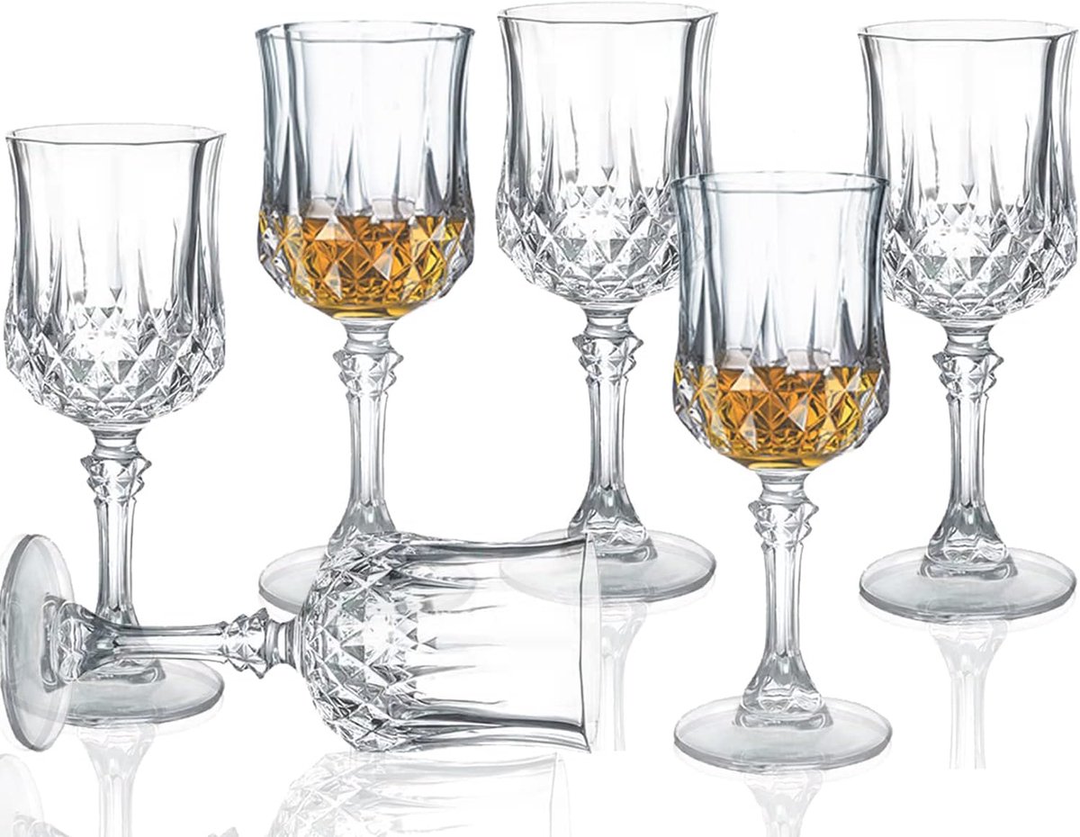 SnelShoppen - Set van 6 Liqueur Glazen met Handvat - Sherry, Port, Crystal Shot, Limoncello - 50 ml, Hoogwaardige, Lege Vrije Glazen, Geschikt voor Vr