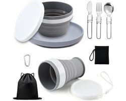 Vouwbaar Camping Servies Set, 6-delig Borden en Kommen voor Buitenactiviteiten, Ideaal voor Kamperen, Wandelen en Picknicken