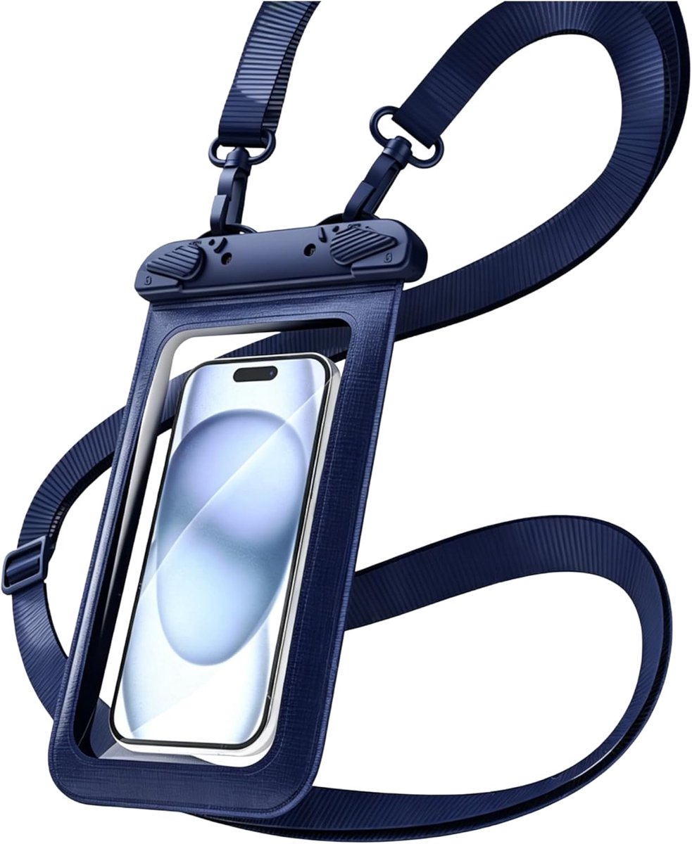 SnelShoppen - Universele Waterproof Telefoonhoes - IPX8 Waterdichte Smartphone Bescherming tot 7.5 Inch - Perfect voor Strand, Zwembad, Kajak - Blauw