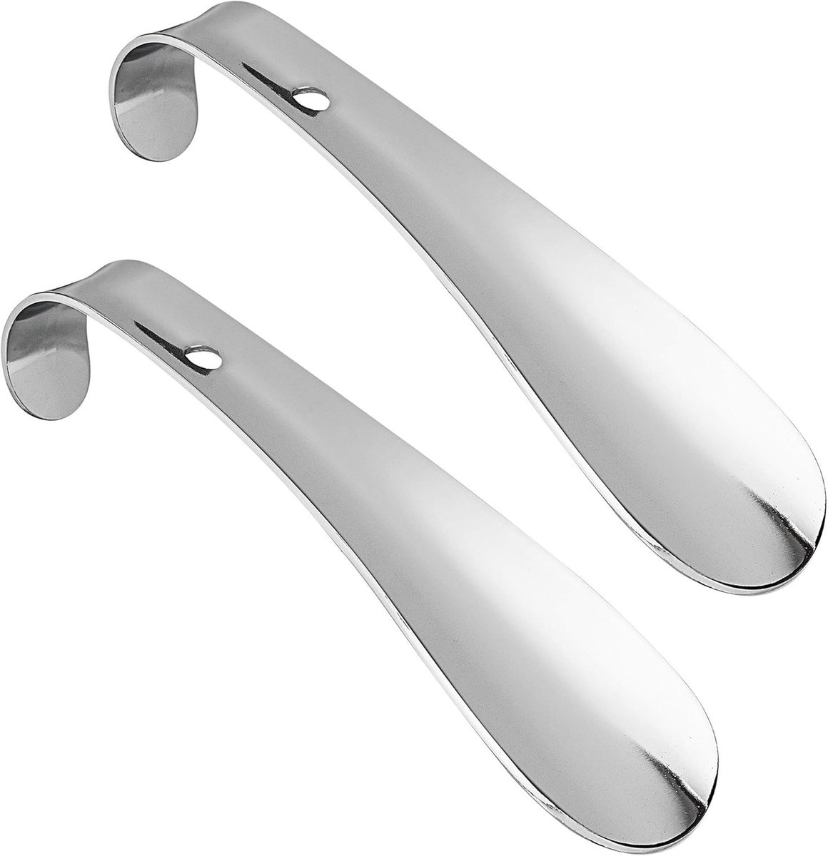 SnelShoppen - Metalen Schoenlepel 16 cm - Kleine, Handige en Stevige Schoenhoorn - Ideaal voor Thuis, Werk en Reizen - Zilver