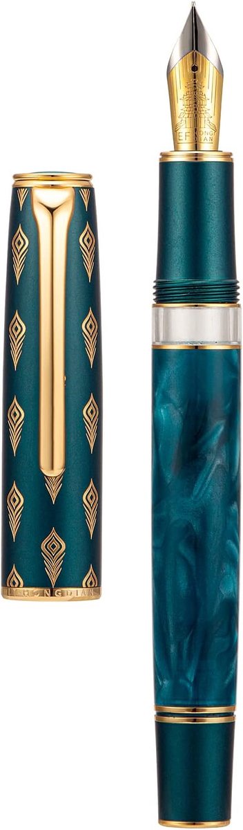 SnelShoppen - Luxe Vulpen Met Iridium Medium Nib - Elegant Blauw Parelmoer Design - Perfect Voor Schrijven, Notities, Cadeau - Hoogwaardige Kunststof