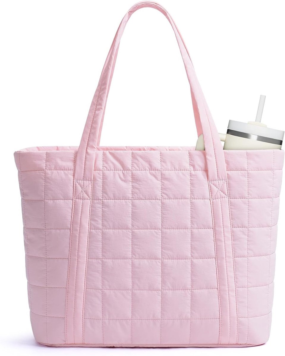 Puffer Tote Bag voor Vrouwen, Gewatteerde Schoudertas voor Sport, School en Werk, Ruime Handtas met Comfortabele Draagriem