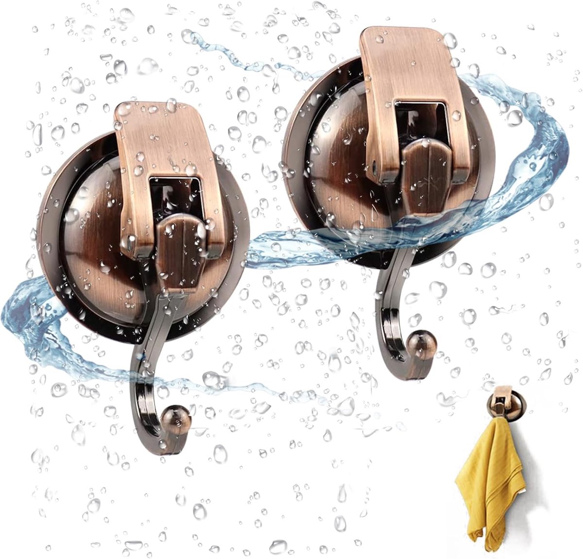 SnelShoppen - 2x Krachtige Zuignap Haken - Herbruikbare Suction Cup Hooks voor Keuken, Badkamer en Slaapkamer - ABS Materiaal, Tot 5 kg, Geen Resten