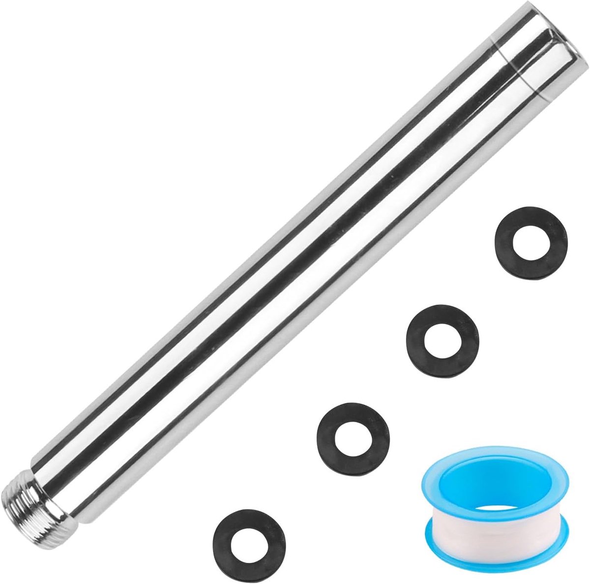 SnelShoppen - Douchekop Verlengarm 15cm - RVS Verlengbuis G1/2" Draad - Roestvrij Staal - Rechte Douche Stang - Chroom Geplateerd - Handdouche Verleng