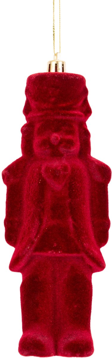 KERST - Hanger Nutcracker Flocked Bordeau X 6x4xh15cm Kunststof - 1 STUK